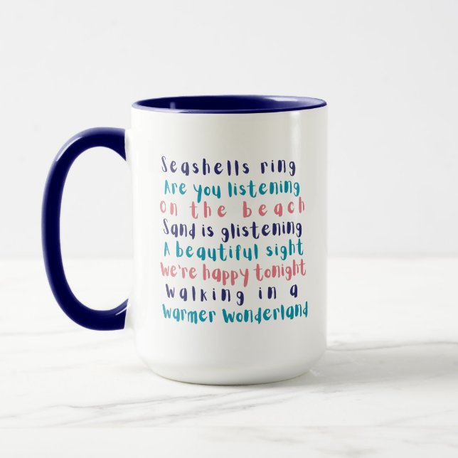 Warmer Wonderland Tropical Typography Christmas Mug (Left)