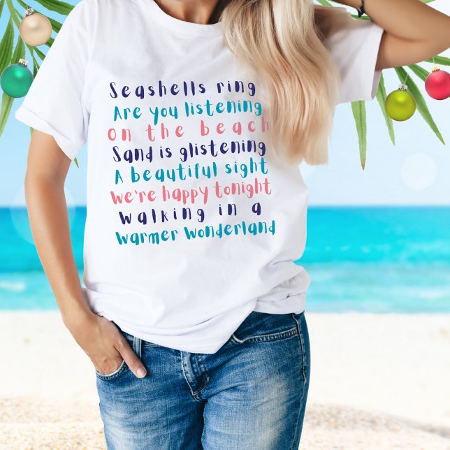 Warmer Wonderland Typography Beach Christmas T-Shirt (Creator Uploaded)