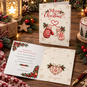 Warmest Christmas Wishes Scandinavian Mittens Card