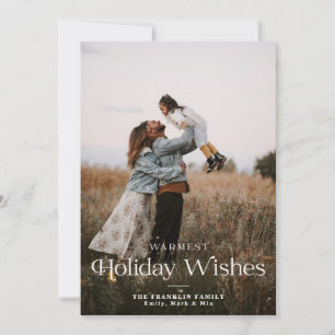 Warmest Holiday Wishes Modern Holiday Photo Card