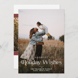 Warmest Holiday Wishes Modern Photo Holiday Card