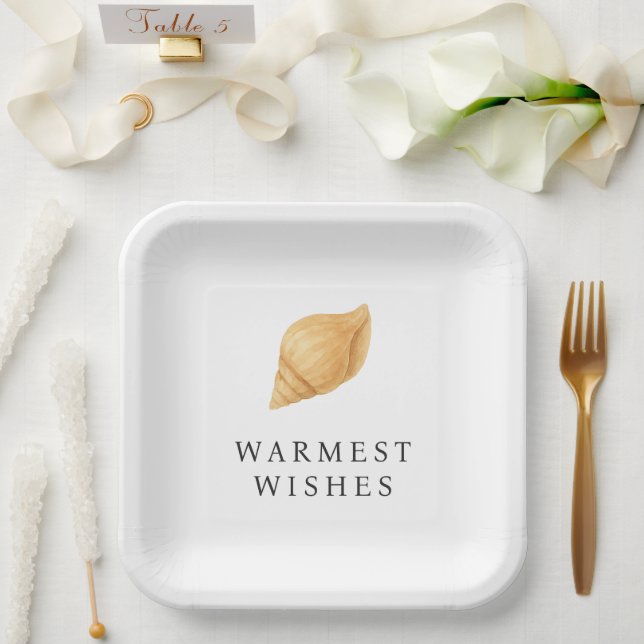 Warmest Wishes Beach Modern Christmas Paper Plate (Wedding)