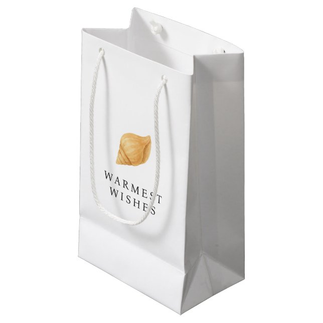 Warmest Wishes Beach Modern Christmas Small Gift Bag (Front Angled)
