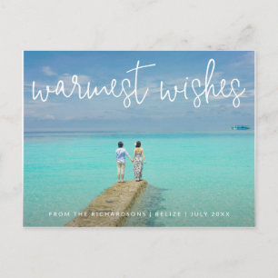 Warmest Wishes Beach Photo Elegant Christmas Holiday Postcard