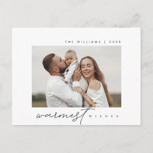 Warmest Wishes, Christmas Greeting, Family Photo Postcard