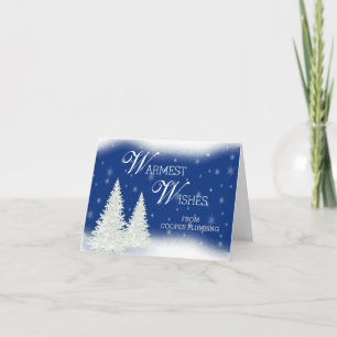 Warmest Wishes Christmas Tree Snow Business Holiday Card