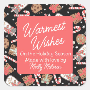 Warmest Wishes Cookie Baking Goods Custom Holidays Square Sticker