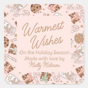 Warmest Wishes Cookie Baking Goods Custom Holidays Square Sticker