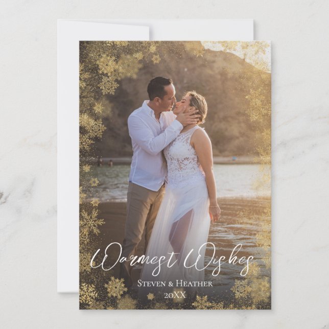 Warmest Wishes Couple Photo Holiday Card (Front)
