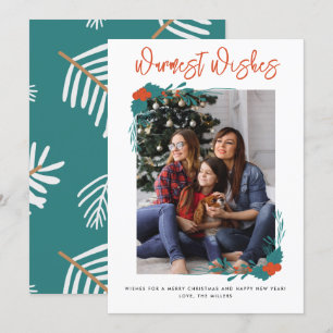 Warmest Wishes Family Photo Christmas Holiday Card