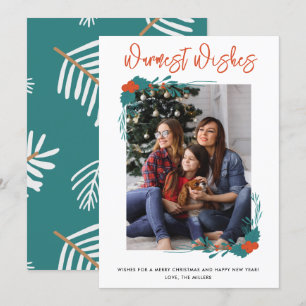 Warmest Wishes Family Photo Christmas Holiday Card