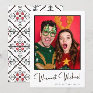 Warmest Wishes Fun Couple Photo Christmas Holiday Card