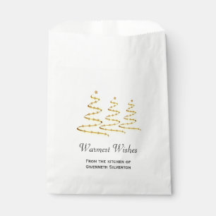 Warmest Wishes Gold Ribbon Christmas Trees Treat Favour Bags
