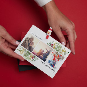 Warmest Wishes Gold Winter Botanical Photo Holiday Postcard