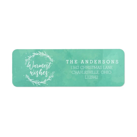 Warmest Wishes Holiday Wreath & Watercolour Return Address Label