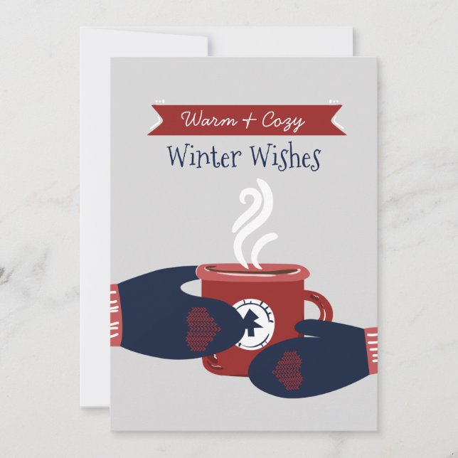 Warmest Wishes Hygge Coffee Christmas Holiday Card (Front)