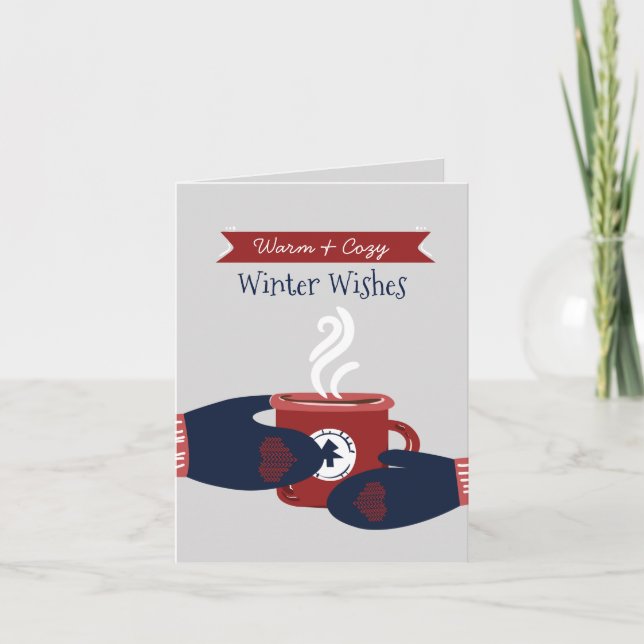 Warmest Wishes Hygge Coffee Christmas Holiday Card (Front)