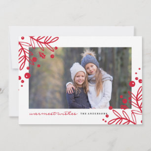 WARMEST WISHES Photo Christmas Card