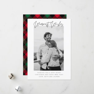 Warmest Wishes Photo Minimalist Christmas Holiday Card