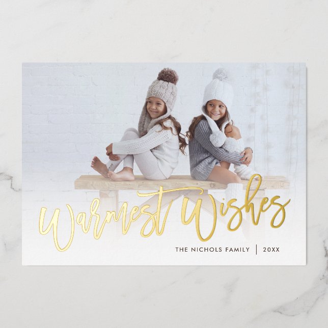 Warmest Wishes | Photo Overlay Foil Holiday Card (Front)