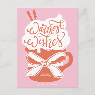 Warmest Wishes Pumpkin Spice Mug - Orange Holiday Postcard