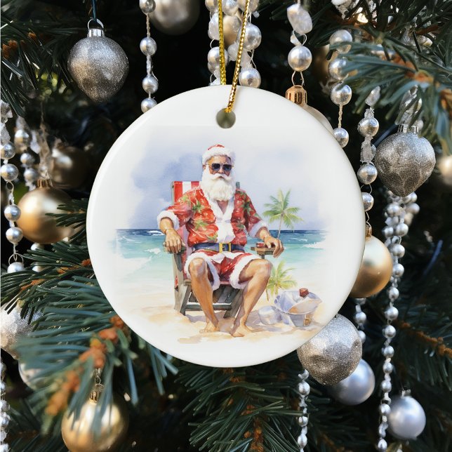 Warmest Wishes Santa at the Beach Ceramic Tree Decoration (Creator Uploaded)