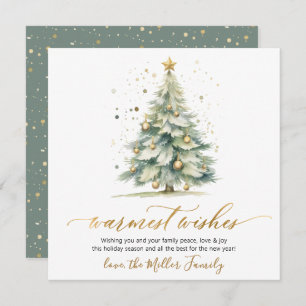 Warmest Wishes Script Christmas Tree Non Photo Holiday Card