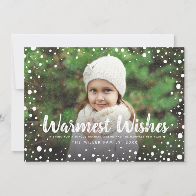 Warmest Wishes Snow | Holiday Greeting Photo (Front)
