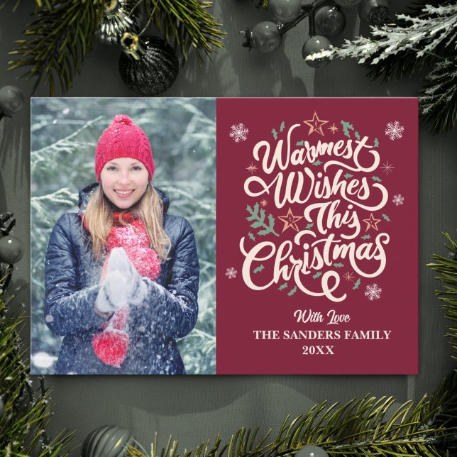 Warmest Wishes This Christmas Cute Family Photo Holiday Card (Creator Uploaded)