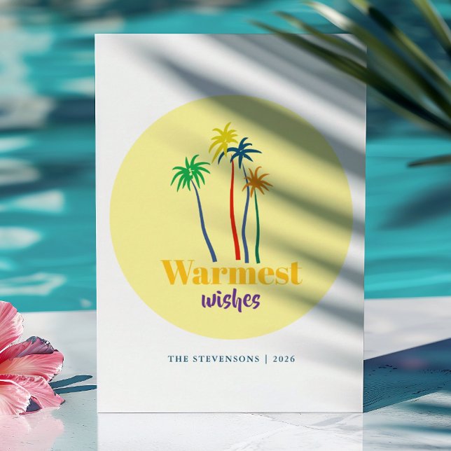 Warmest Wishes Tropical Palm Tree Christmas Holiday Card (Creator Uploaded)