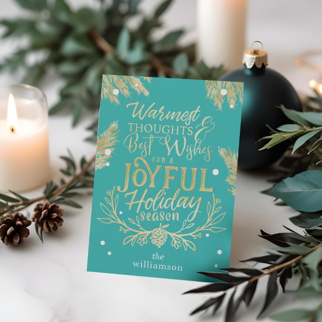Warmest Wishes Typographic Message Photo Collage Holiday Card (Warmest Wishes Typographic Message Photo Collage Holiday Card)