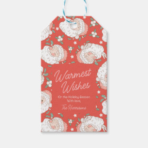 Warmest Wishes Vintage Santa Personalized Holidays Gift Tags