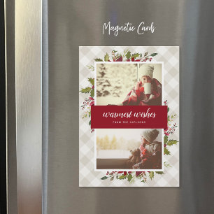 Warmest Wishes Winter Greenery Magnetic Photo Card