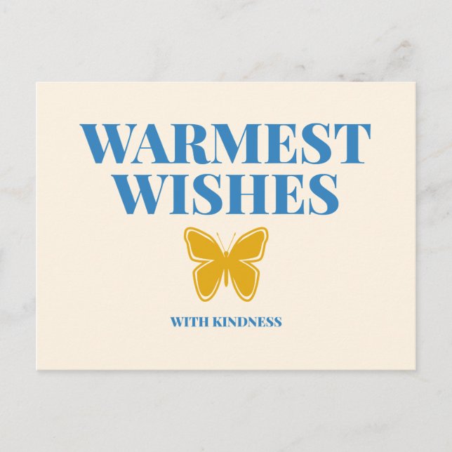 Warmest Wishes with Kindness Typography Postcard (Front)