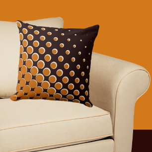 Warming Orange & Black Halftone Dots Cushion