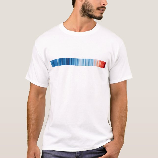 Warming stripes, climate change graphic. Men.  T-Shirt (Front)