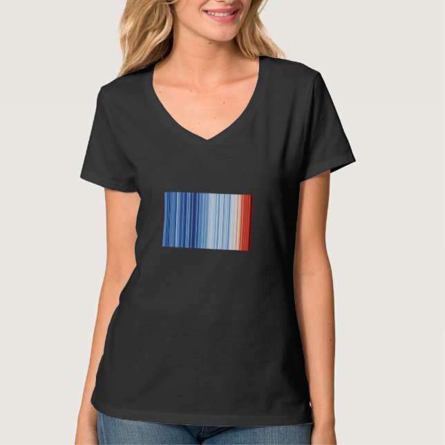Warming Stripes Global Temperatures Climate Change T-Shirt (Front)