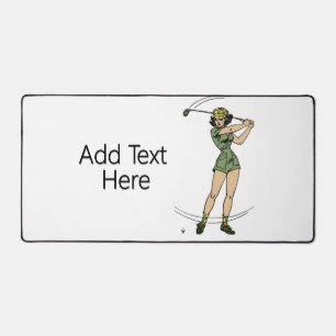 Warming Up for Golf Lady Golfer Desk Mat