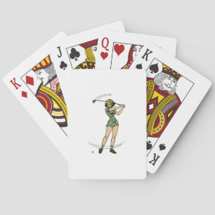 Warming Up for Golf Lady Golfer   Playing Cards