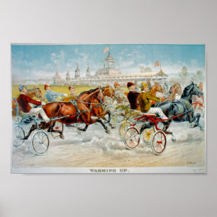 Warming Up Vintage Horse Racing 1893 Poster