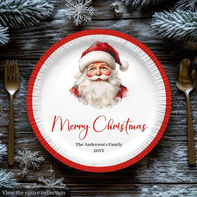 Warmish Santa Claus Cozy Red White Holiday Plate (Warmish Santa Claus Cozy Red White Holiday Plate)