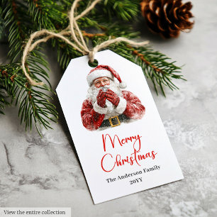 Warmish Santa Claus Cozy Red White Holiday Tags