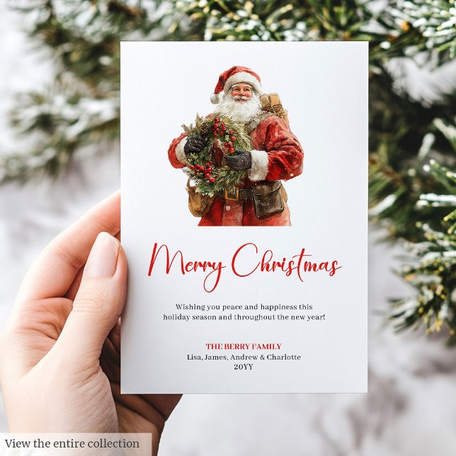Warmish Santa Claus Traditional Festive Christmas  Holiday Card (Warmish Santa Claus Traditional Festive Christmas Card)