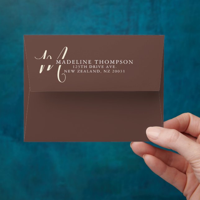 Warmth Beige Monogrammed Script Address Envelope (Hand)