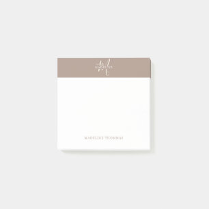 Warmth Beige Monogrammed Script Post-it Notes