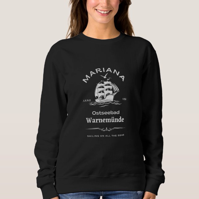 Warnemünde Ostseebad-Mariana- Schiff & Möwe- Warne Sweatshirt (Front)