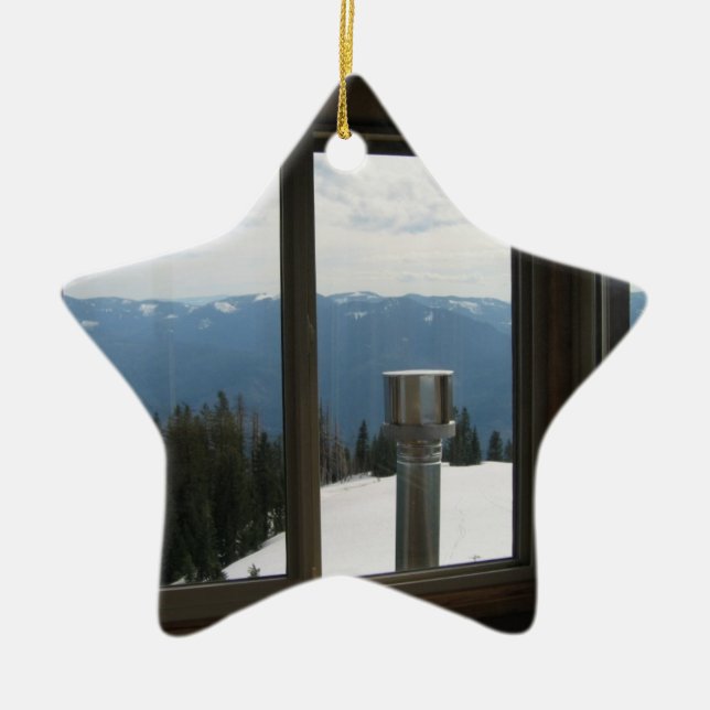Warner Mountain Fire Lookout Ceramic Tree Decoration (Front)