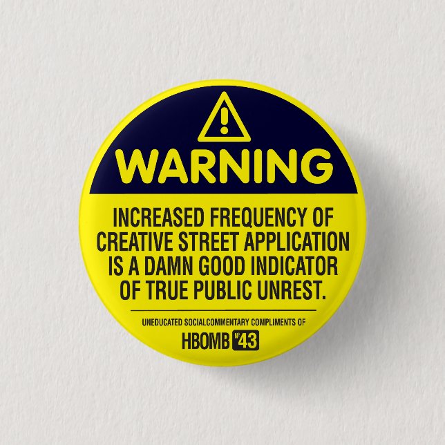 Warning 3 Cm Round Badge (Front)