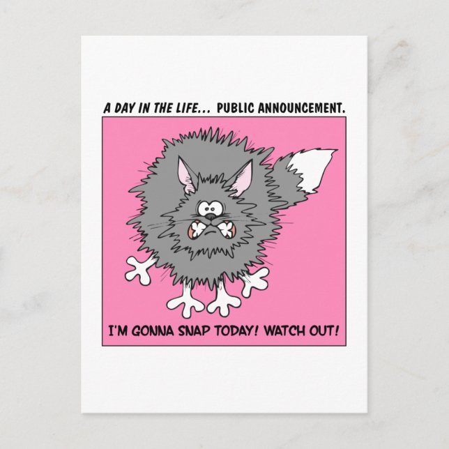 Warning: About to Snap Stressed Out Cat Postcard (Front)