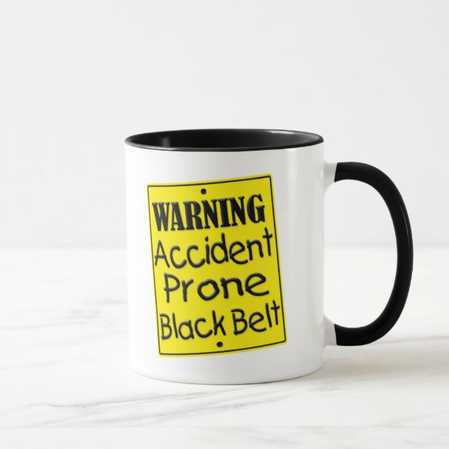 Warning Accident Prone Black Belt Mug (Right)